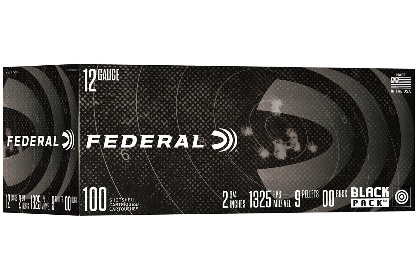 FEDERAL AMMUNITION 12 Gauge 2-3/4in / 70mm 00Buck Shot Self Defense 100 Per Box Ammunition